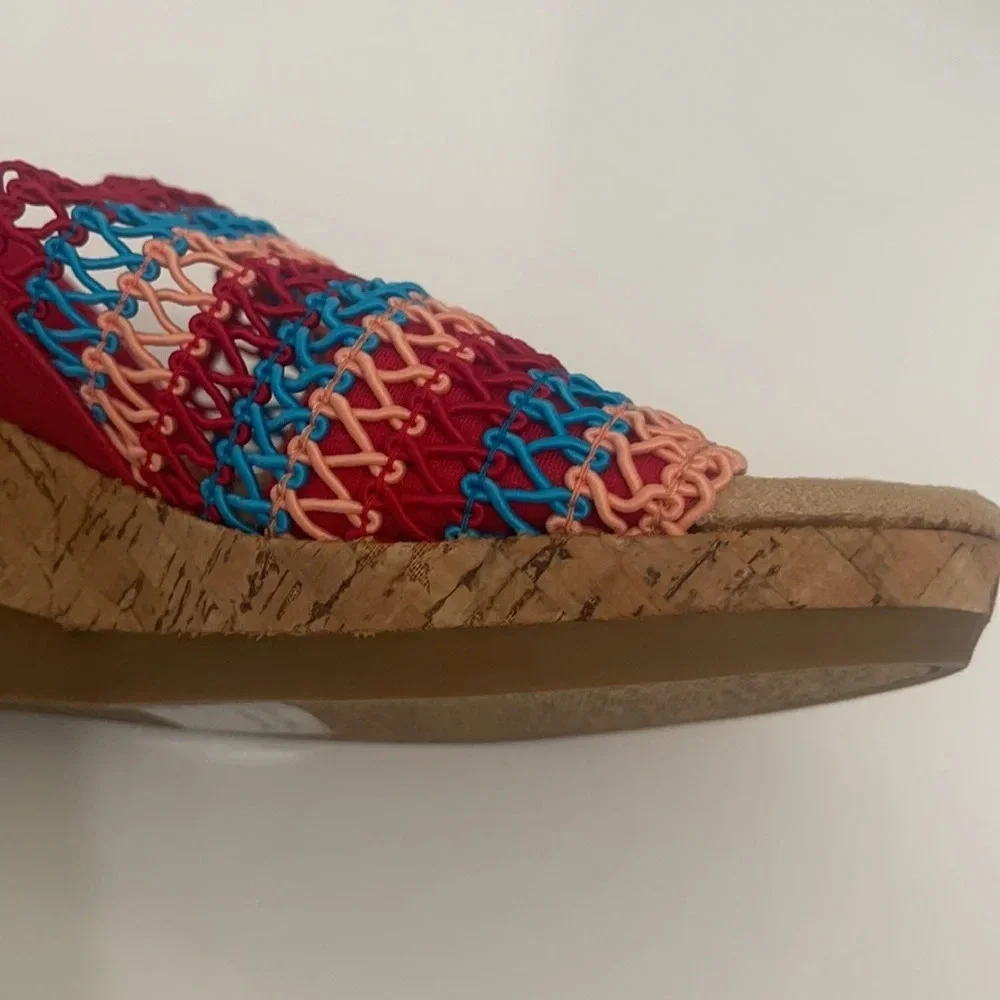 KAREN SCOTT Womens Cushioned Wedge Slip On Slingback sandals sz 9 red blue pink - Picture 8 of 14